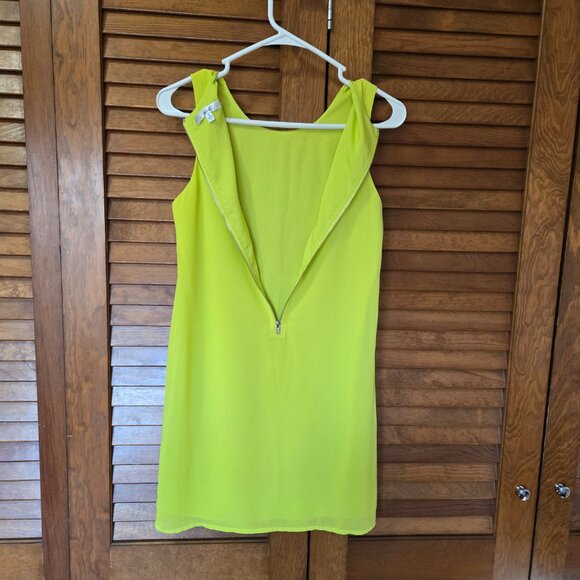 Norah Shift Dress Neon Yellow Lined Size Small Crew Neck Sleeveless - Picture 3 of 6